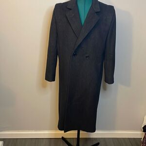Vintage Long Coat Wool Cashmere Blend single breasted peacoat Size M to L